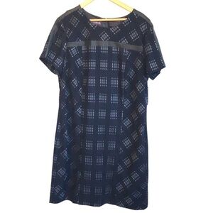 Long tall sally short sleeve shift dress with vegan leather detail size 16